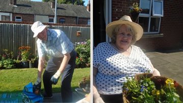 Sunny day for gardening at Longport care home